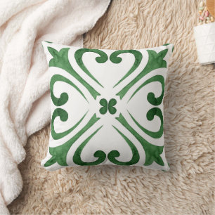 Coussin Forêt verte et blanche Azulejo marocain