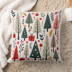 Coussin Forêt Whimsical d'arbres de Noël