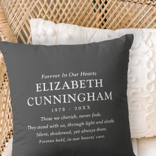 Coussin Forever In Our Hearts Memorial Modern Simple Citat