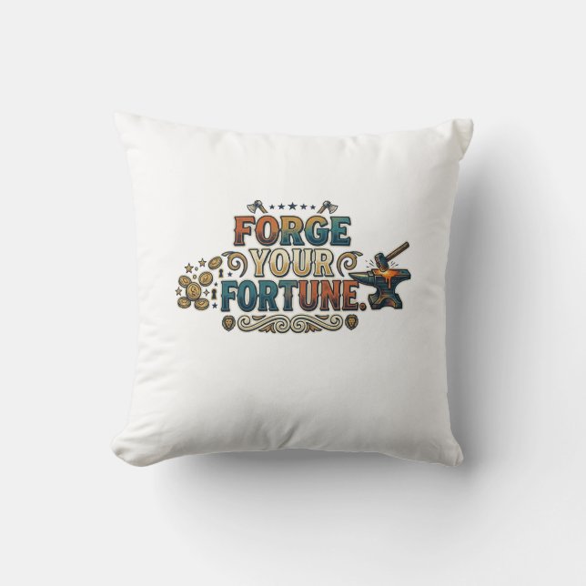 Coussin Forge Your Fortune – Typographie Motivationnelle G (Recto)
