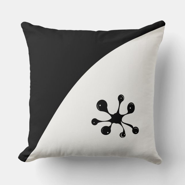 Coussin Forme Abstraite Moderne sur Fond Noir et Blanc (Recto)