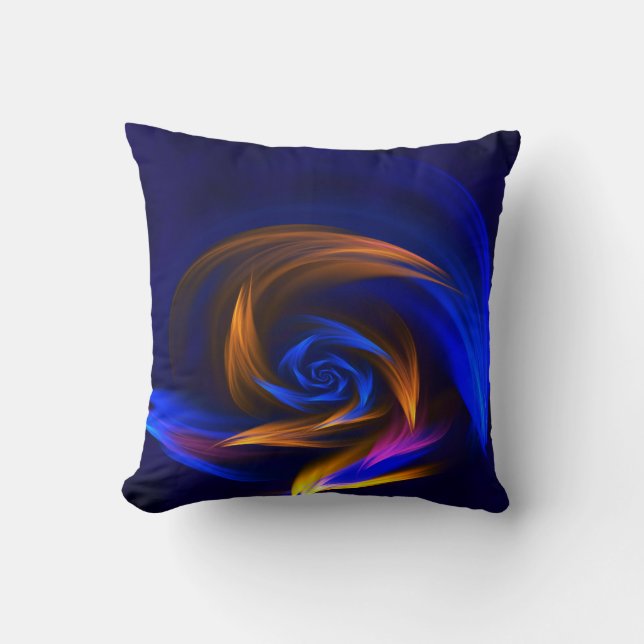 Coussin Forme de tourbillon Abstrait Bleu orange (Recto)
