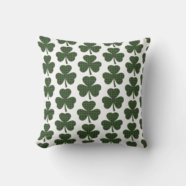 Coussin Forme de trèfle à carreaux vert foncé (Recto)