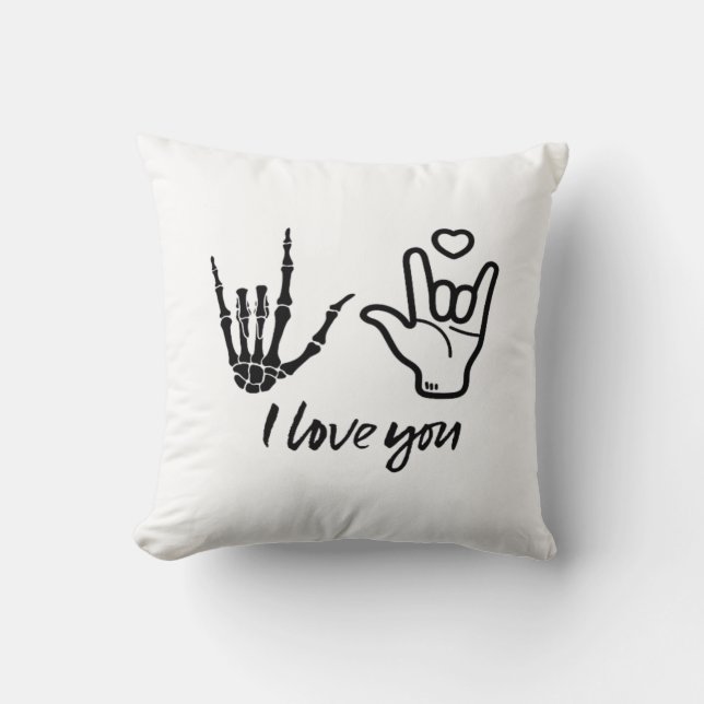 Coussin Forme des mains - Squelette Mains du coeur (Recto)