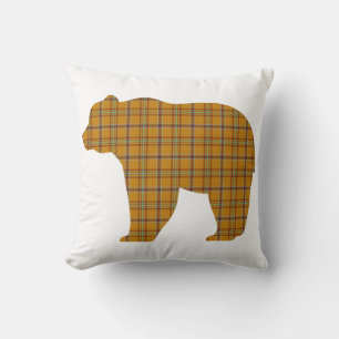 Coussin Forme d'ours à carreaux orange bleu clair Cabin Co