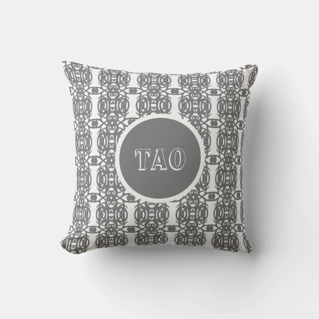 Coussin Forme géométrique abstraite grise et blanche éléga (Recto)
