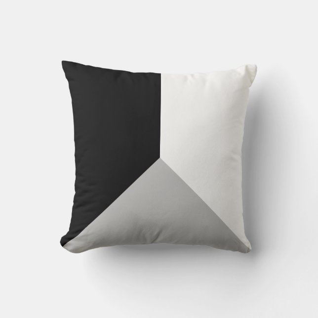 Coussin Forme géométrique abstraite noire grise et blanche (Recto)