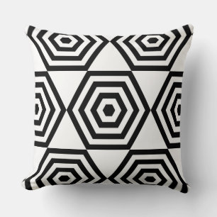 Coussin Forme géométrique hexagonale abstraite en noir et 