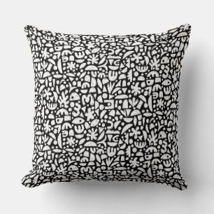 Coussin Formes Abstrait 140821 - Blanc sur noir