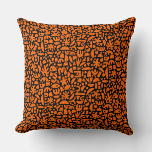 Coussin Formes Abstrait 140821 - orange sur noir