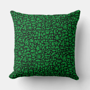 Coussin Formes Abstrait 140821 - Vert herbe sur noir