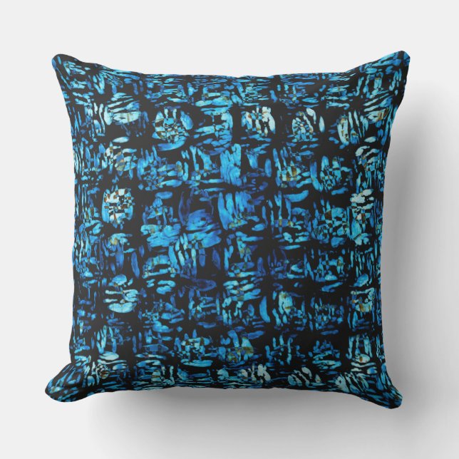 Coussin Formes Abstraites bleu turquoise bio (Recto)