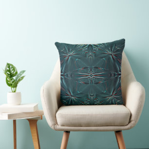 Coussin Formes abstraites de cyan très foncé en texture po