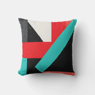 Coussin Formes abstraites noires, blanches, rouges et sarc