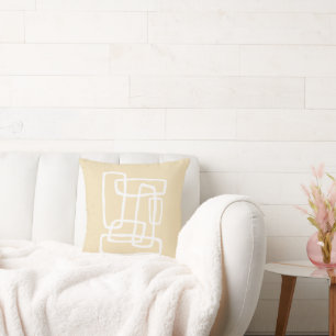 Coussin Formes Abstraites Pale Jaune + Blanc Intervertissa