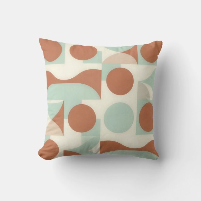 Coussin Formes Abstraites Terracotta Moderne du Milieu du  (Recto)