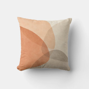 Coussin Formes Abstraites Translucides Abricot Taupe