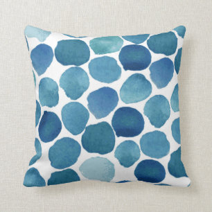 Coussin Formes aquarelles bleu marine moderne à pois