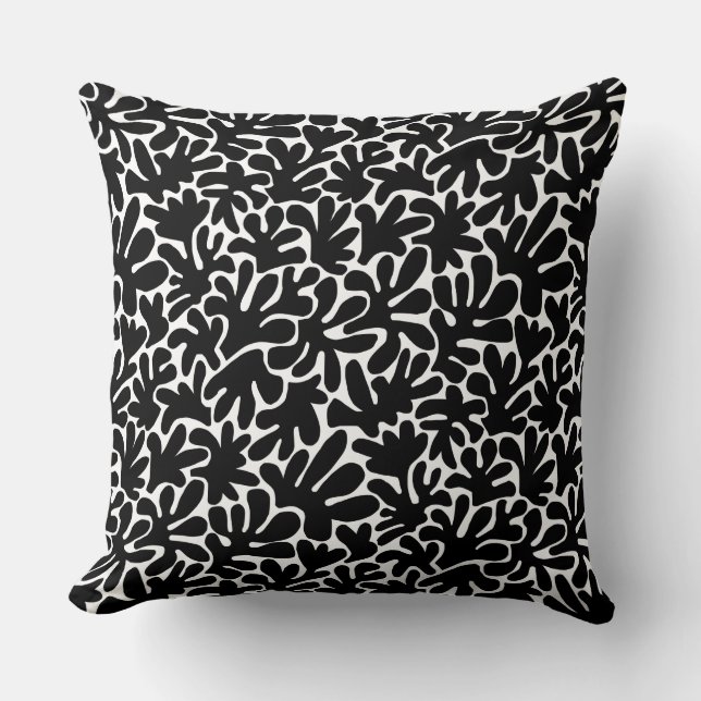 Coussin Formes biologiques Abstrait 240822 - Noir (Recto)