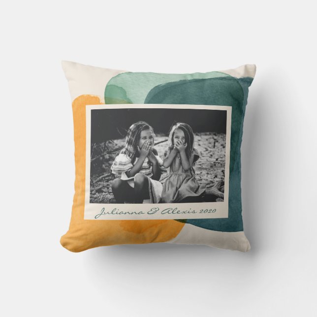 Coussin Formes d'aquarelle Abstraites Photo Turquoise bleu (Recto)