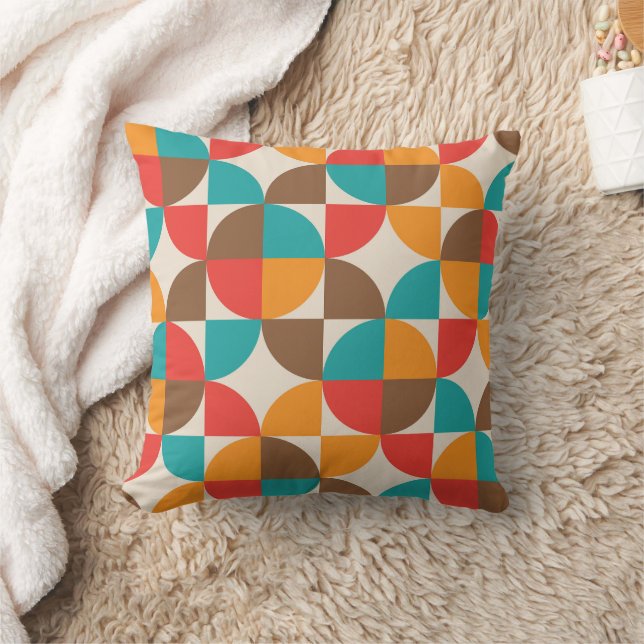 Coussin Formes de cercles orange rouge sarcelle milieu du  (Couverture)