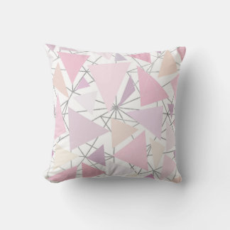 Coussin Formes de lavande de corail rose argent géométriqu