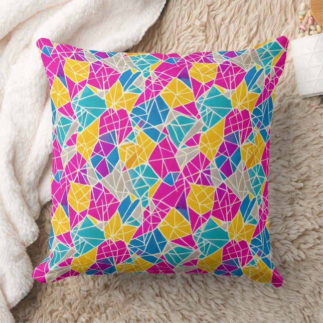 Coussin Formes et lignes géométriques en couleur vive (Couverture)