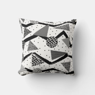 Coussin Formes et lignes géométriques en noir et blanc coo