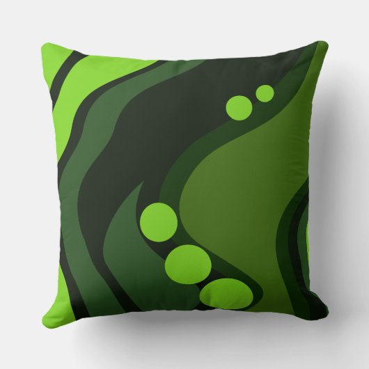 Coussin Formes fluides organiques vertes abstraites (Verso)