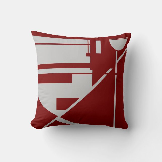Coussin Formes géométriques abstraites Gris clair sur Roug (Recto)