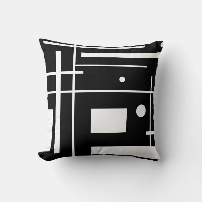 Coussin Formes Géométriques Blanches Sur L'Oreiller À Jeu  (Recto)