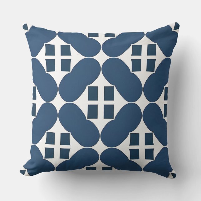 Coussin Formes géométriques bleues abstraites (Recto)