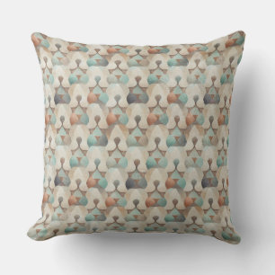 COUSSIN FORMES GÉOMÉTRIQUES BRUN BEIGE SARCELLE VERT