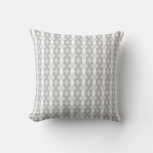 Coussin Formes Géométriques Modernes en Gris Clair & Blanc (Recto)