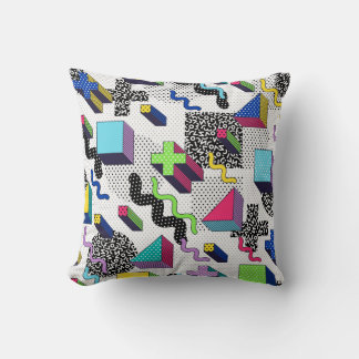Coussin Formes géométriques multicolores, motif rétro.