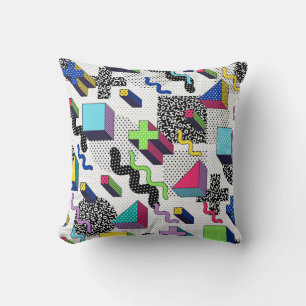 Coussin Formes géométriques multicolores, motif rétro.