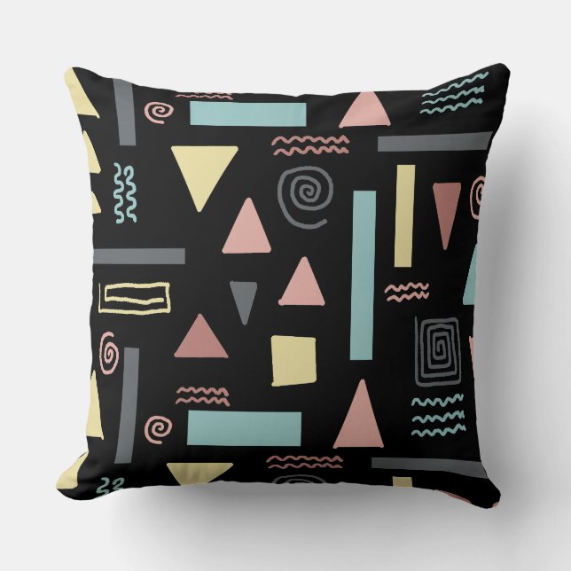 Coussin Formes géométriques noir motif (Recto)