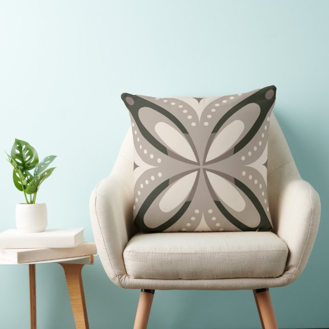 Coussin Formes géométriques rétro beige et marron (Chaise)