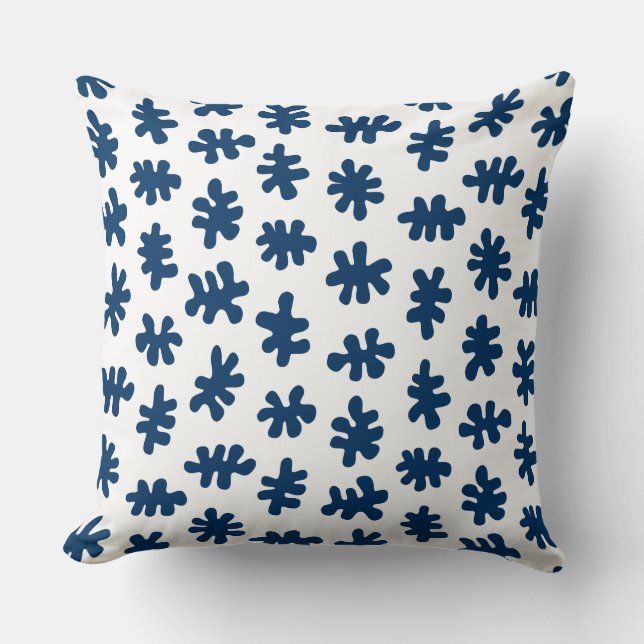 Coussin Formes morphiques 120322 - Bleu d'Indigo sur blanc (Recto)
