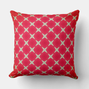 Coussin Formes octogonales rouges et quatre étoiles
