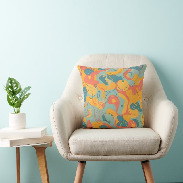 Coussin Formes organiques rétro abstraites modernes (Chaise)