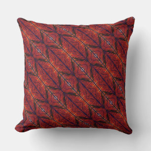 Coussin Formes rouges claires bleutées, zigzag, ondulées e