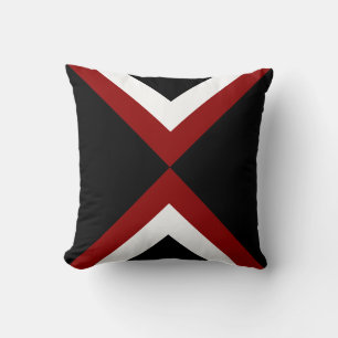 Coussin Formes rouges et blanches Abstraites sur noir