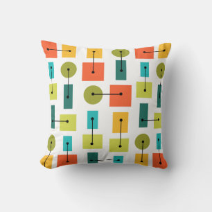 Coussin Formes simples de l'ère atomique multicolores