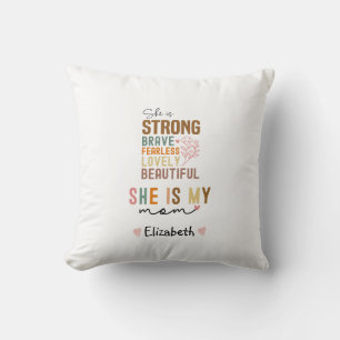 Coussin Fort maman rétro script groovy fête des mères 