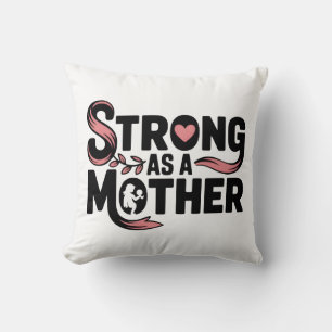 Coussin Forte comme une mère Noir & Rose avec maman Holdin