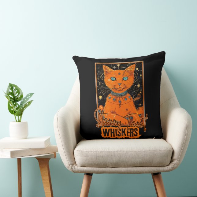 Coussin Fortune Feline Tarot | Conception de chat cosmique (Chaise)