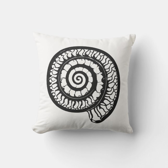 Coussin Fossile d'ammonite - Coquille de mer en spirale (Recto)