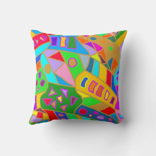 Coussin fou coloré motif art moderne hippy (Verso)