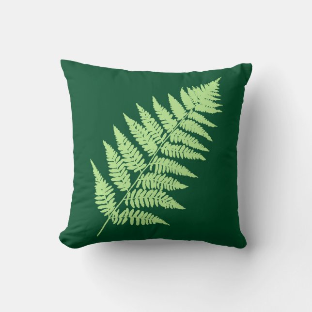 Coussin Fougère 1 de région boisée, vert et vert clair (Recto)
